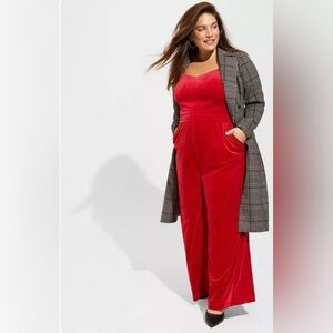 Torrid Velvet Wide Leg Jumpsuit Sz 1 (1XL/14-16)
